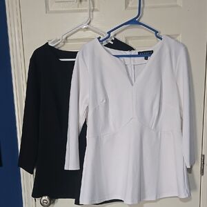Eloquii White and Black Blouses